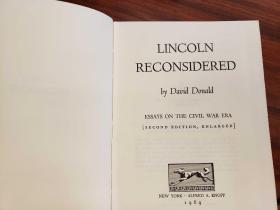 Lincoln Reconsidered; Essays on the Civil War Era