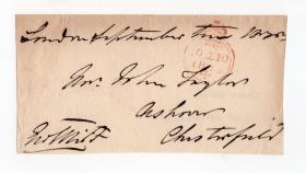 第一次鸦片战争英国全权代表和英军总司令 懿律 George Elliot 1833年亲笔手书签名信封