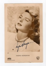 “好莱坞第一夫人” 英格丽·褒曼（Ingrid Bergman）1953年亲笔签名明信片照片 JSA认证