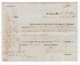 第一次鸦片战争英军总司令 占领香港者—伯麦（James John Gordon Bremer）1847年亲笔签署文件 稀有