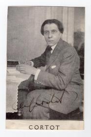 二十世纪最伟大的钢琴家之一 肖邦乐曲完美演绎者 科尔托 Alfred Cortot 1927年亲笔签名剪报页