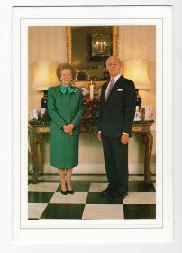 撒切尔夫人及丈夫丹尼斯男爵 夫妇联合亲笔签名官方圣诞新年贺卡 签于首相任期内 题材少见