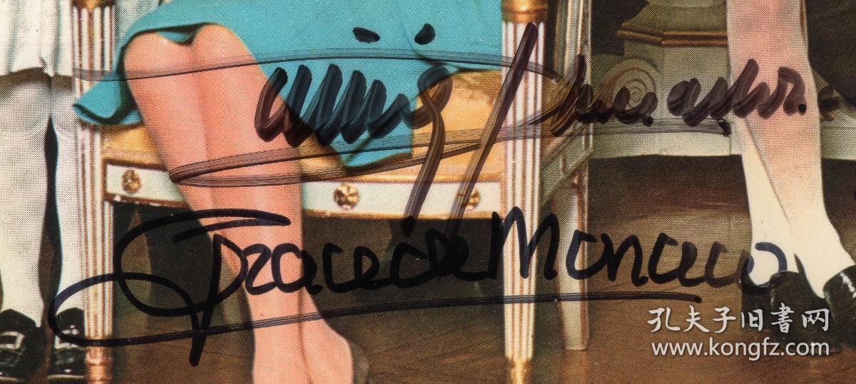 好莱坞传奇女星 希区柯克镜下永远的高贵女神 好莱坞永恒的经典时尚 摩纳哥“最美王妃”格蕾丝·凯利（Grace Kelly） 及丈夫雷尼尔三世 联合亲笔签名皇室全家福明信片 PSA鉴定认证