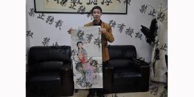 卖家保真（附合影）——中国美协旅游联谊中心三川学会副会长、河南省美术家协会会员、河南油画学会会员、国家二级美术师、中国民族艺术家协会副主席、河南省民族书画院副院长、周口市川会区美协主席、川汇画院院长穆广科4平尺精品国画真迹《长寿图》