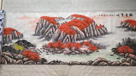 卖家保真——中国当代实力派画家，中国著名烙画作家、著名山水画大家蒋伟13平尺精品国画真迹《福聚宝地》