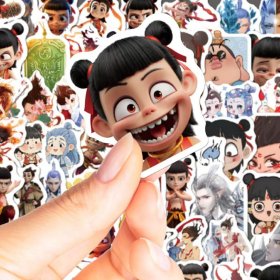 120张哪吒表情包贴纸哪吒之魔童闹海可爱卡通ins装饰贴画 8大张