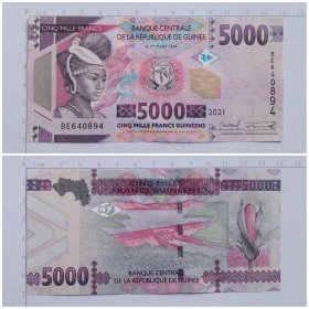 几内亚钱币  5000法郎纸币 2021年 非洲