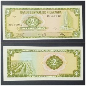 尼加拉瓜钱币 2科多巴纸币 1972年 美洲