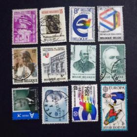 比利时 12枚纪特信销票  外国邮票