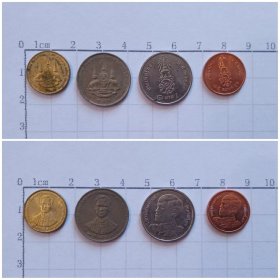 泰国钱币 4枚硬币旧品 1996-2018年