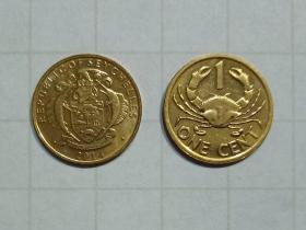 塞舌尔钱币 1分小硬币1枚 2014年