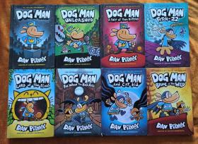 英文原版漫画 DOG MAN 神探狗狗的冒险 8册全 硬精装 厚重 品佳