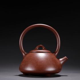 旧藏·韩惠琴款紫砂诗文提梁茶壶。