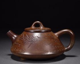 旧藏 杨彭年·紫砂竹节纹茶壶
