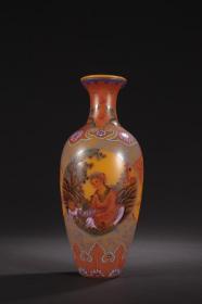 清代-珐琅彩“西洋人物”琉璃瓶。