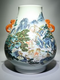 清乾隆款，粉彩百鹿尊