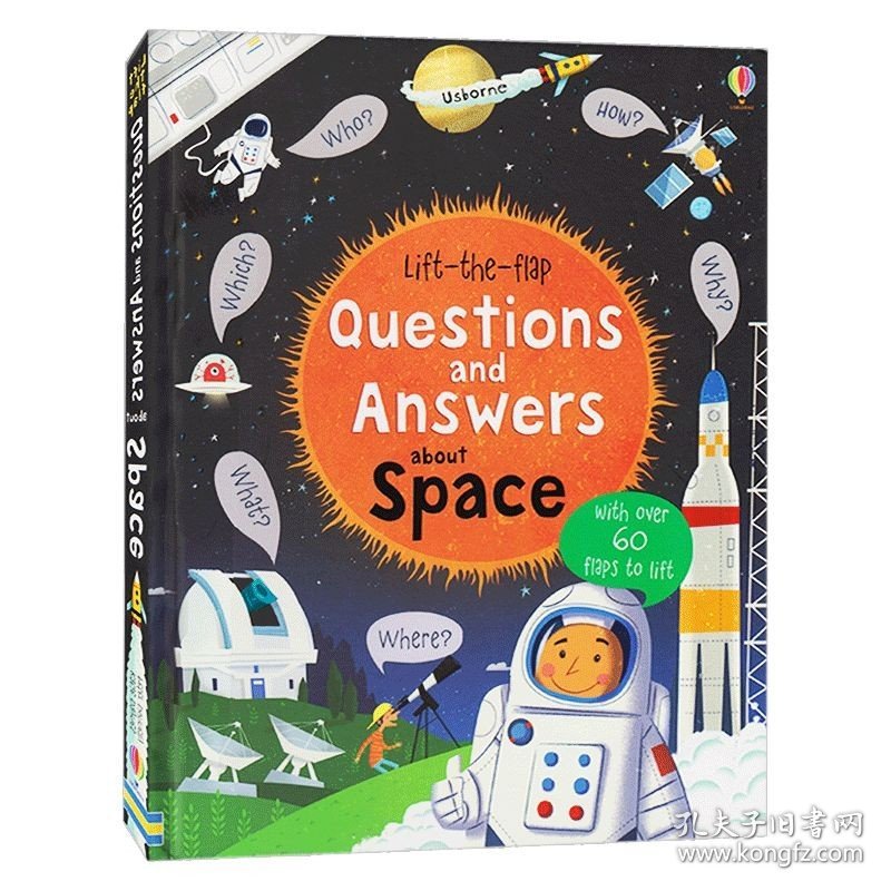 你问我答英文原版 Usborne Lift-the-flap Questions and Answers about Space 太空问与答翻翻书趣味纸板书亲子益智英语绘本