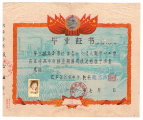 江苏省兴化中学毕业证书 （1961年）