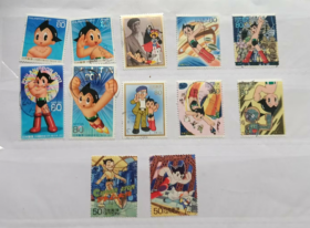 日邮·日本邮票信销：阿童木邮票，日本正式发行的12枚阿童木邮票全（不包含个性化邮票）