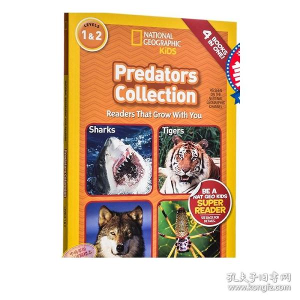 英文原版 national geographic kids Predators Collection L1&L2 美国国家地理自然与生物4故事合集 全彩版分级阅读 儿童百?