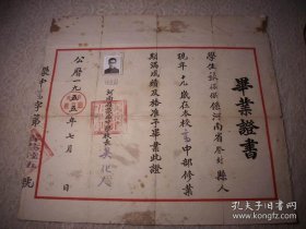 1955年【河南省荥阳中学校-高中部】毕业证书！校长；吴化一