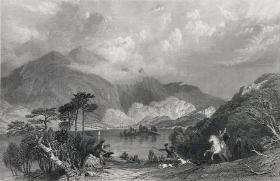 1836年钢版画《阿克雷湖，苏格兰帕斯郡》—英国建筑师和艺术家托马斯·阿罗姆(Thomas Allom,1804 - 1872年)作品 雕刻师J. C. Armitage 纸张尺寸26.8*21厘米
