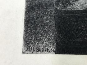1896年巨幅面蚀刻铜版画《葡萄酒》—法国现实主义画家和蚀刻师莱昂·奥古斯汀·莱尔米特(Léon Augustin Lhermitte,1844 - 1925年)作品 雕刻师Alfred Boilot 版画家版内版外签名 牛皮纸印制 纸张尺寸65.5厘米X49.6厘米