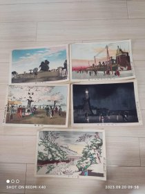 明治时期日本画长谷川画不同内容共五幅合售