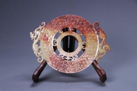 旧藏：和田玉谷纹螭龙璧 尺寸：长16.5cm 宽11.8cm 厚0.7cm 重165克