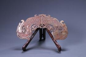旧藏：高古玉螭龙纹玉璜 尺寸：长20.5cm 宽10cm 厚0.6cm 重203克