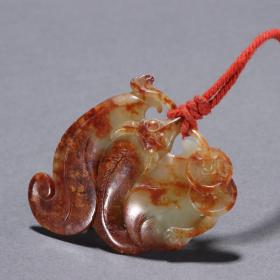 旧藏 和田玉福在眼前挂件。 规格：长5.7㎝宽4.6㎝厚0.8㎝重23g
