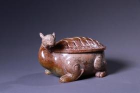 旧藏：高古玉玄龟熏炉 尺寸：长11.5cm 宽8cm 厚7cm 重365克