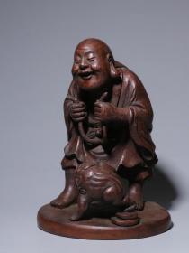 旧藏.竹雕雕刻刘海戏金蟾摆件 尺寸:高25厘米，长17.5厘米，宽16.8厘米，重457.1克