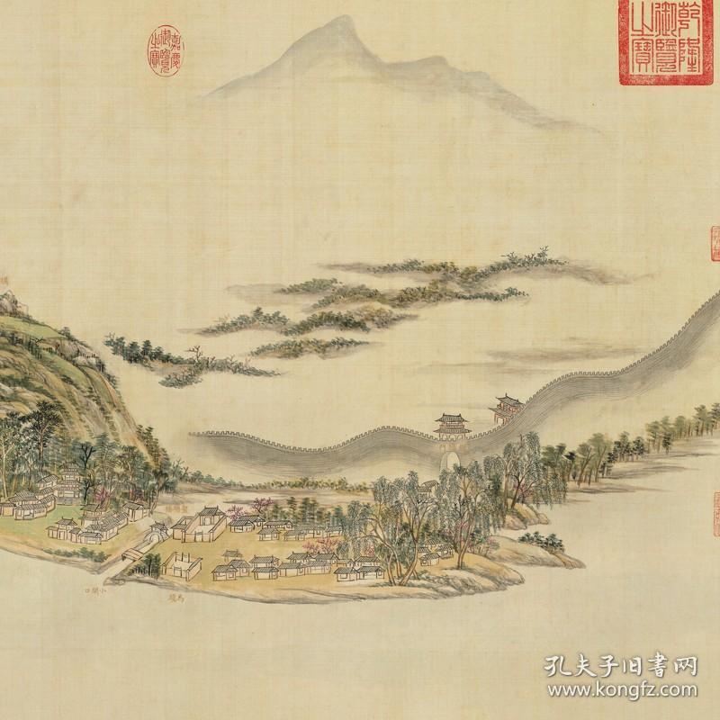 王原祁国画真迹西湖十景古代书画横幅手卷高清艺术微喷复制装饰画