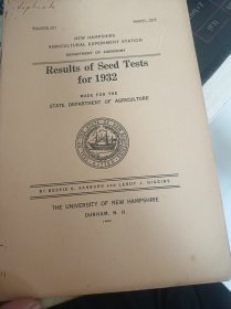 DEPARTMENT OF AGRONOMY Results of Seed Tests for 19321932年种子测试结果