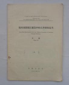 五十年代抽印本  中国科学院院士、地层古生物学家（王钰 著）《广西南部郁江建造中的几种新腕足类 》   货号：第31书架—C层