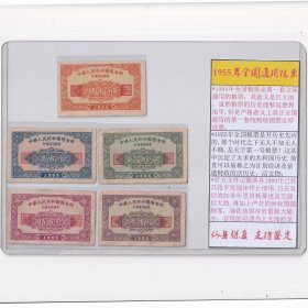 1955年全国粮票一套5张--送塑料套