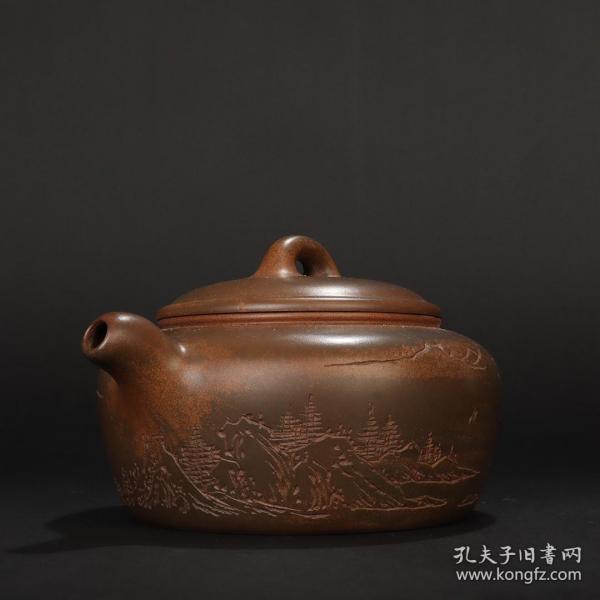 松枝柴窑“山水纹”茶壶