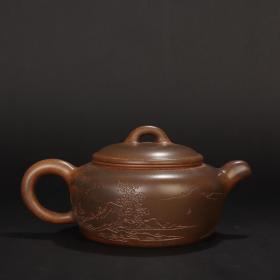 松枝柴窑“山水纹”茶壶
