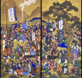 佚名，高古，超大双幅对，水浒人物
