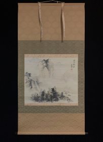 佚名，观山听泉，山水茶挂