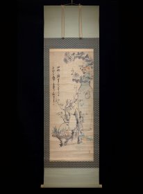 古笔，超大幅 清供图，【泷和亭】1832-1901， 日本画家。天保3年1月3日出生。师从大冈云峰，之后在长崎学习铁翁祖门。明治6年在维也纳万国博览会、26年在芝加哥万国博览会等展出并获奖。擅长花鸟画，担任宫内省、外务省的绘画御用，成为帝室技艺员。明治34年9月28日去世。七十岁。江户出身。本姓泷宫。名为谦。字是子直。别号兰田。与陈逸舟等清国人有交集。