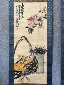 吴昌硕 花卉三幅对 日本回流 纸本立轴