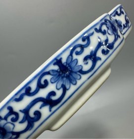 大清嘉庆年制， 青花花卉御制诗文海棠洗 ，