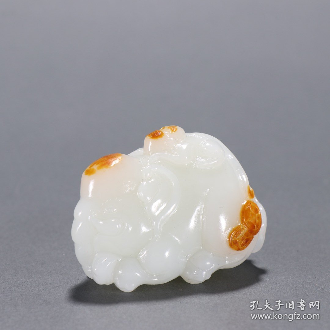 旧藏 和田玉籽料“封侯拜相”摆件