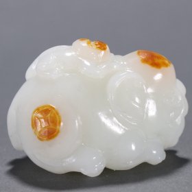 旧藏 和田玉籽料“封侯拜相”摆件