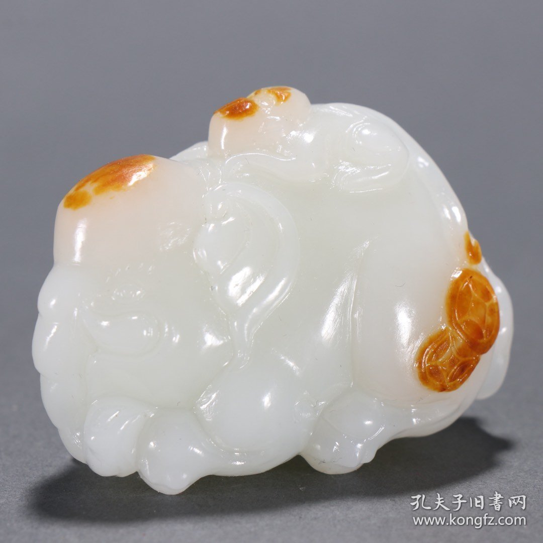 旧藏 和田玉籽料“封侯拜相”摆件