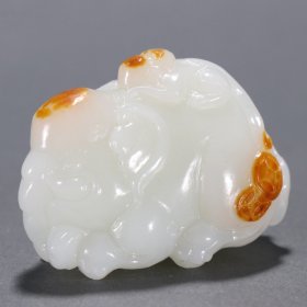 旧藏 和田玉籽料“封侯拜相”摆件