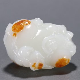 旧藏 和田玉籽料“封侯拜相”摆件