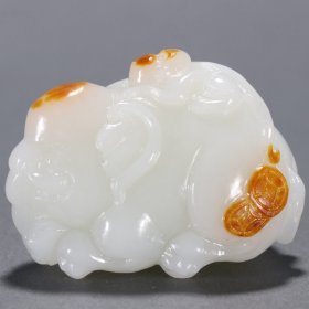 旧藏 和田玉籽料“封侯拜相”摆件